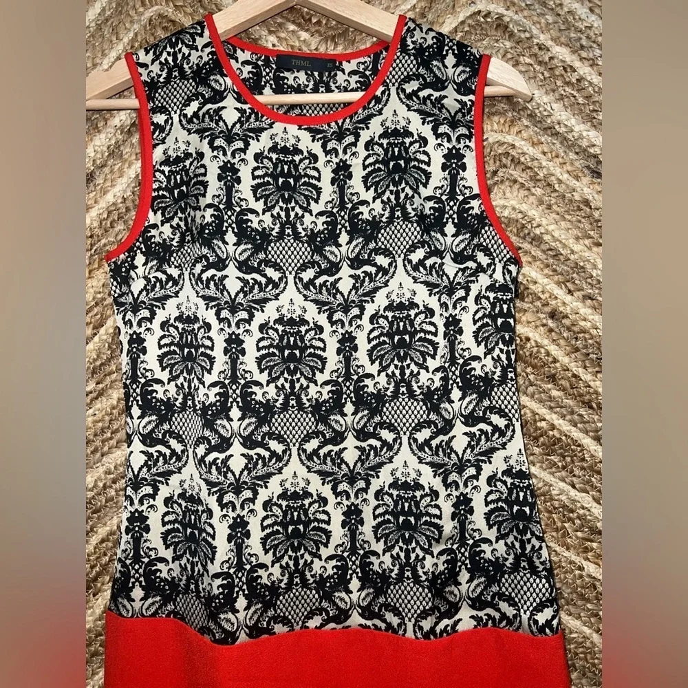 THML Women's Sleeveless Patterned Shift Dress,Red,Size XS,Great Condition - Picture 2 of 10